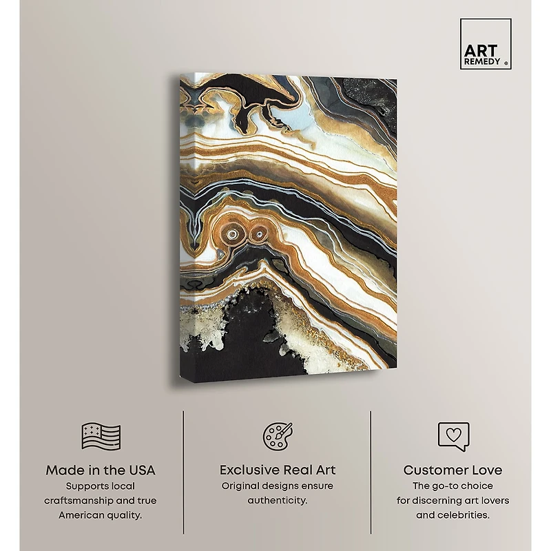 ART REMEDY® "Black And Gold Ii" Giclee Abstract Canvas Art