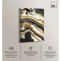 ART REMEDY® "Black And Gold Ii" Giclee Abstract Canvas Art