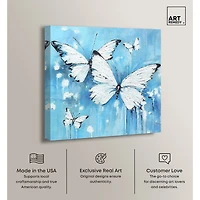 ART REMEDY® "Textured Blue Butterflies" Giclee Animals Canvas Art