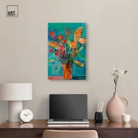 ART REMEDY® "Bold And Bright Flower Vase" Giclee Floral And Botanical Canvas Art