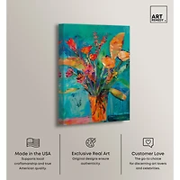 ART REMEDY® "Bold And Bright Flower Vase" Giclee Floral And Botanical Canvas Art