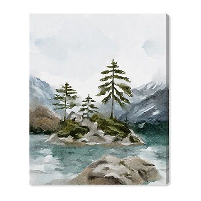 ART REMEDY® "Cold Winter Lake" Giclee Nature And Landscape Canvas Art