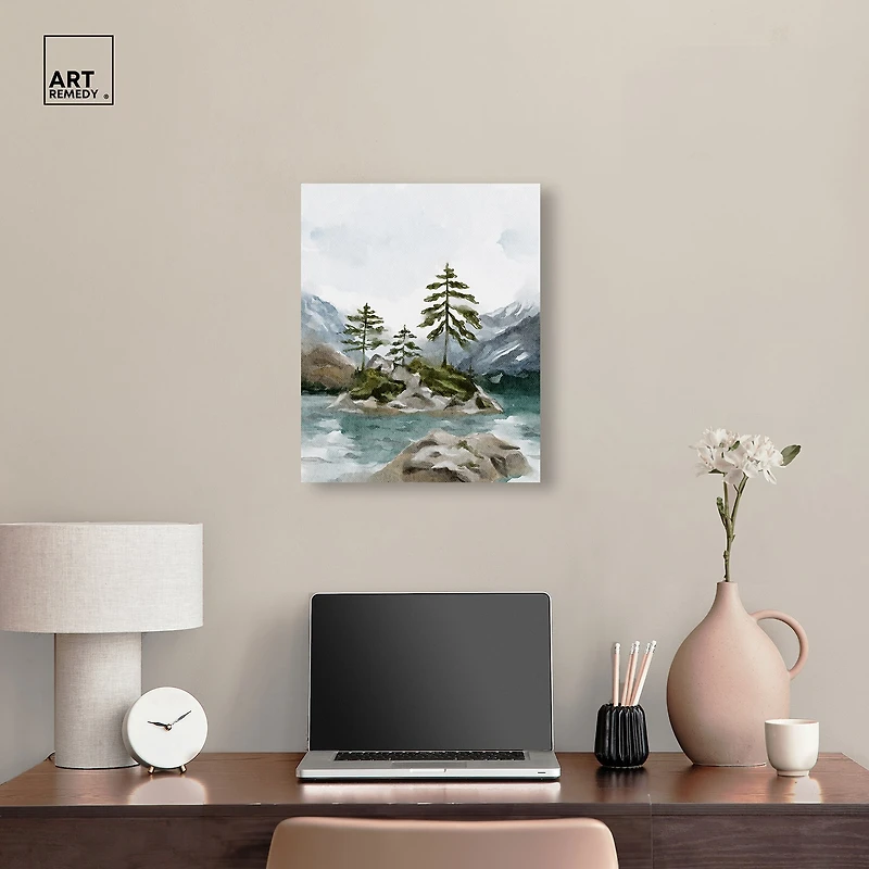 ART REMEDY® "Cold Winter Lake" Giclee Nature And Landscape Canvas Art