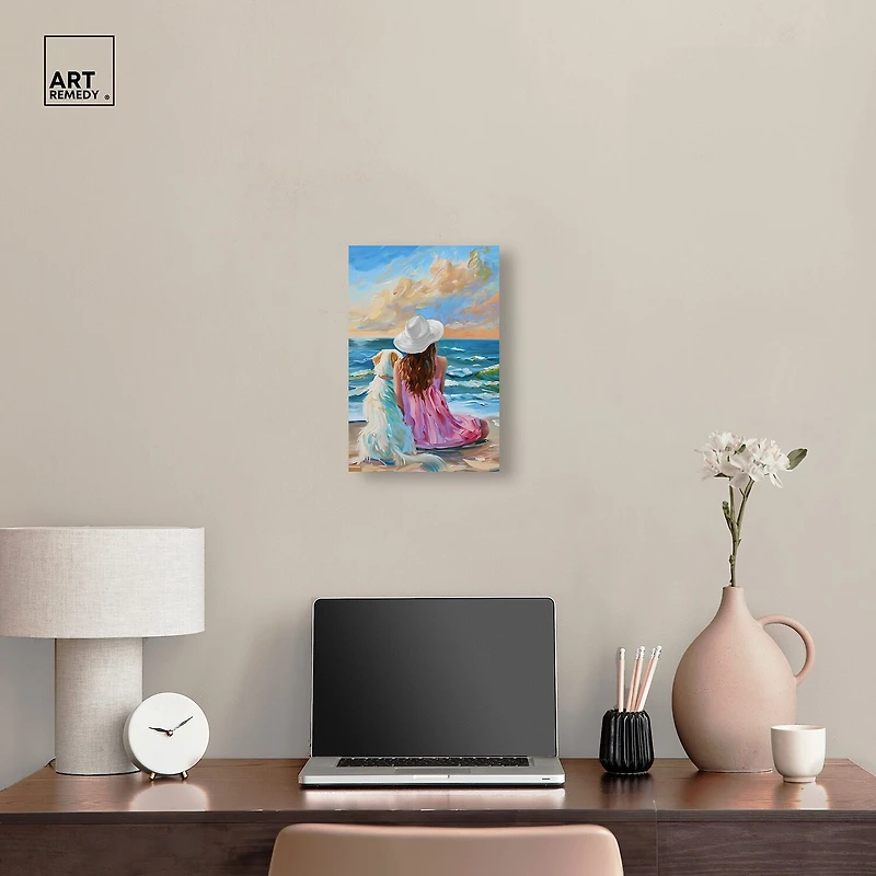 ART REMEDY® "Girl And Her Best Friend" Giclee Animals Canvas Art