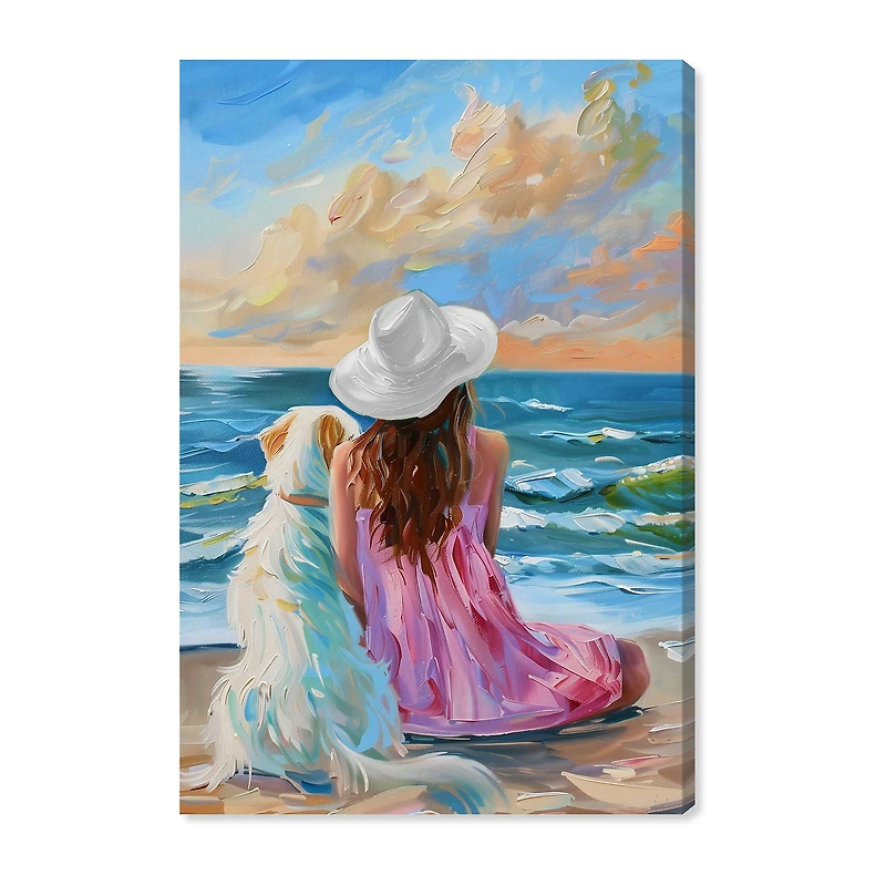 ART REMEDY® "Girl And Her Best Friend" Giclee Animals Canvas Art
