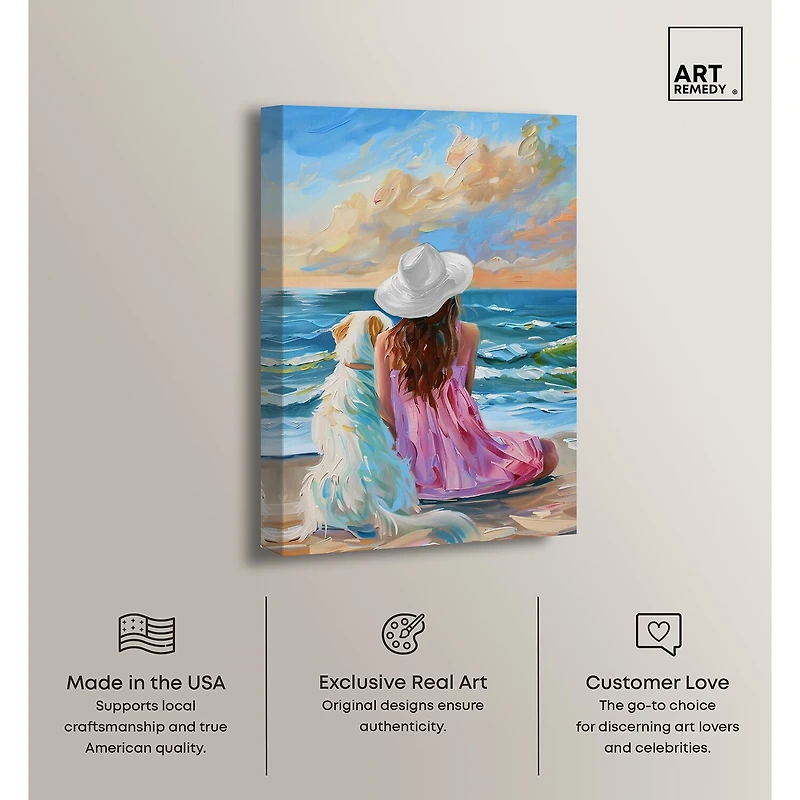ART REMEDY® "Girl And Her Best Friend" Giclee Animals Canvas Art