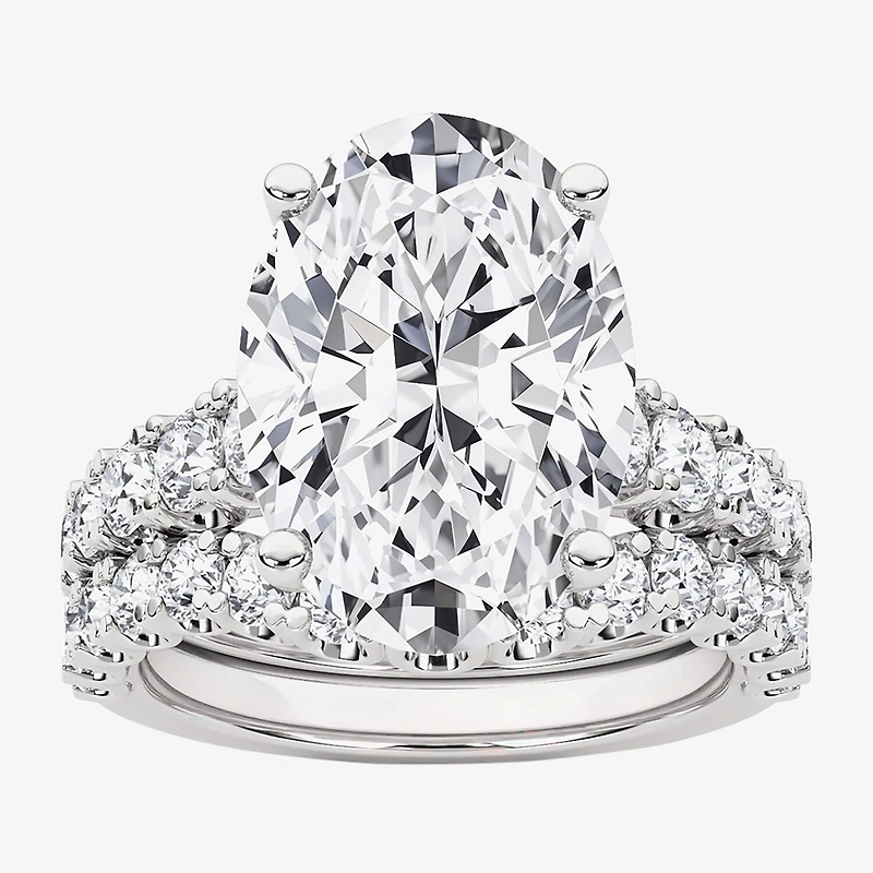 Grown Gorgeous (F,Vs2) Womens 6 1/10 Ct. T.W. Lab White Diamond 14K Gold or Platinum Oval Side Stone Bridal Set