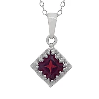 Womens Genuine Red Garnet Sterling Silver 18 Inch Pendant Necklace
