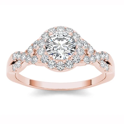14K Yellow Gold 1 CT Round Natural Diamond Ring