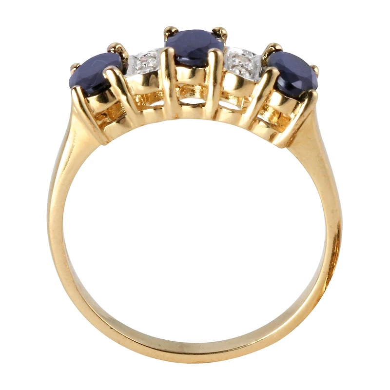 Womens Diamond Accent Genuine Blue Sapphire 18K Gold Over Silver Cocktail Ring