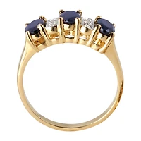 Womens Diamond Accent Genuine Blue Sapphire 18K Gold Over Silver Cocktail Ring
