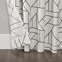 Archaeo Jigsaw Embroidery Linen Blend Rod Pocket Sheer Single Curtain Panel