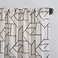Archaeo Jigsaw Embroidery Linen Blend Rod Pocket Sheer Single Curtain Panel