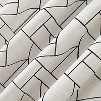 Archaeo Jigsaw Embroidery Linen Blend Rod Pocket Sheer Single Curtain Panel