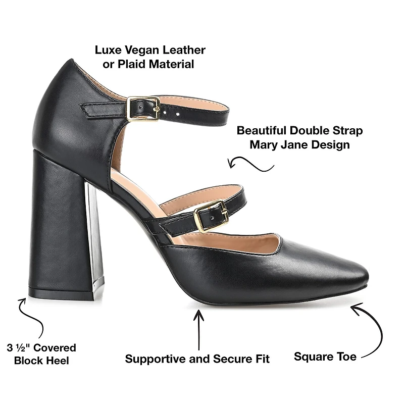 Journee Collection Isadorah-Wd Womens Square Closed Toe Block Heel Pumps