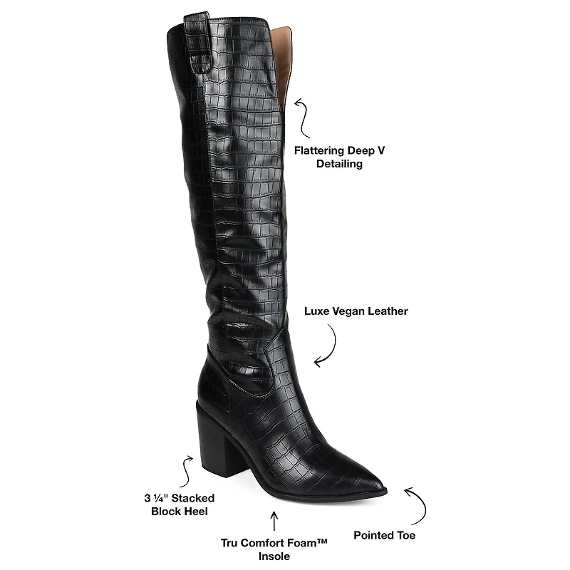 Journee Collection Womens Therese Wide Calf Stacked Heel Riding Boots