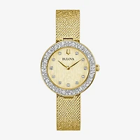 Bulova Crystal Womens Crystal Accent Gold Tone Stainless Steel Strap Watch 98l321