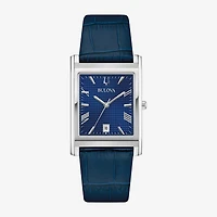 Bulova Mens Blue Leather Strap Watch 96b442