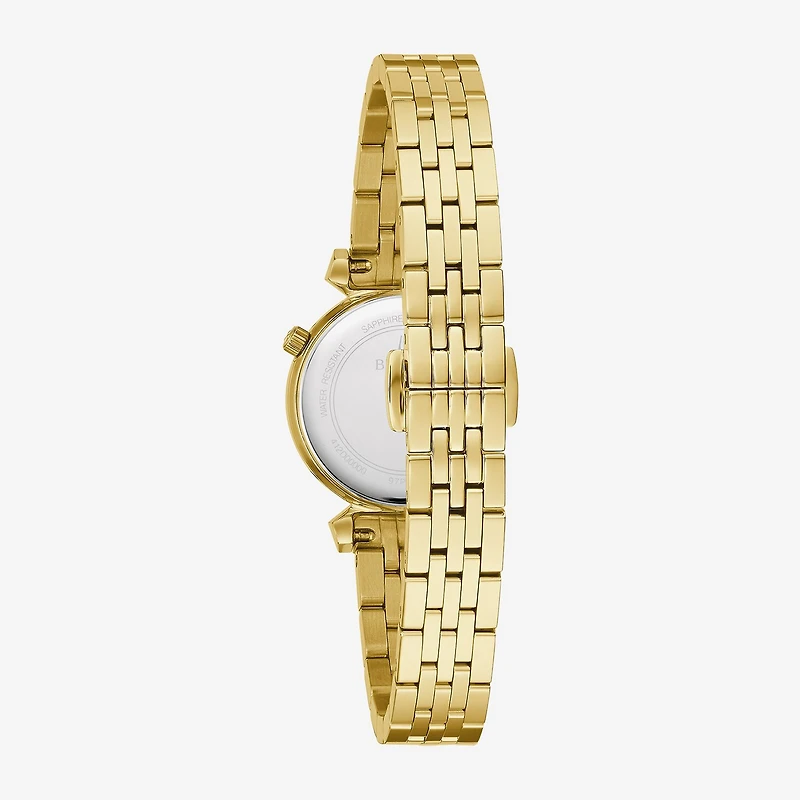 Bulova Classic Womens Diamond Accent Gold Tone Stainless Steel Bracelet Watch 97p173
