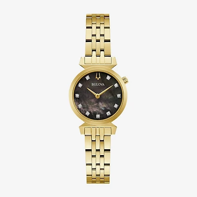 Bulova Classic Womens Diamond Accent Gold Tone Stainless Steel Bracelet Watch 97p173