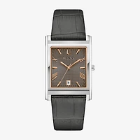 Bulova Mens Gray Leather Strap Watch 96b443