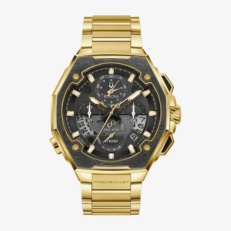 Bulova Mens Gold Tone Stainless Steel Bracelet Watch 98b429