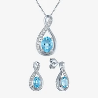 Womens Genuine Blue Topaz Sterling Silver -pc. Jewelry Set