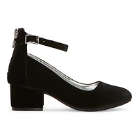 Christie & Jill Layla Little Big Kid Girls Round Closed Toe Block Heel Pumps