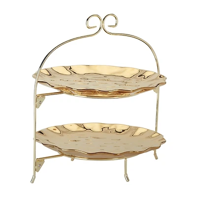 Certified International Gold Coast Porcelain Tiered Server