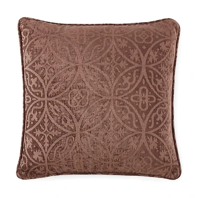 Tonal Feather Filled Medalion Square Throw Pillow
