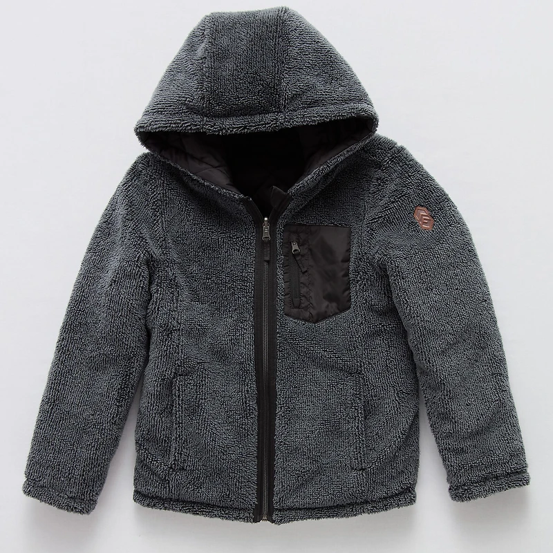 Free Country Little & Big Kid Boys Hooded Water Resistant Reversible Midweight Quilted Jacket