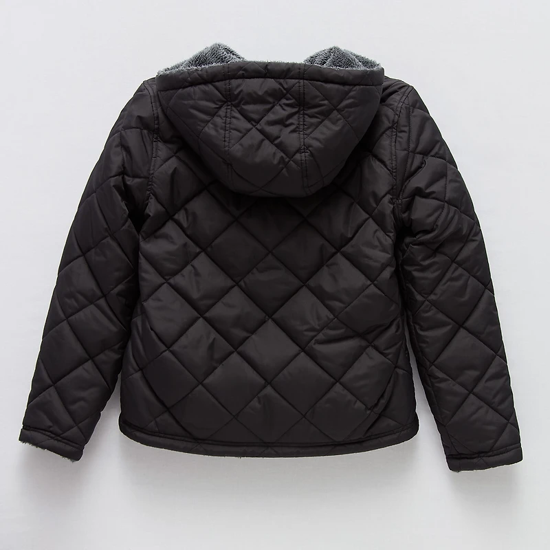 Free Country Little & Big Kid Boys Hooded Water Resistant Reversible Midweight Quilted Jacket
