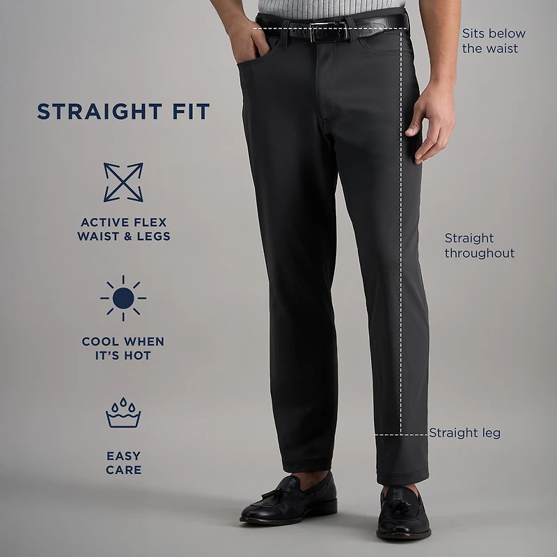 Haggar Sport Performance Nylon 5-Pocket Mens Straight Fit Flat Front Pant