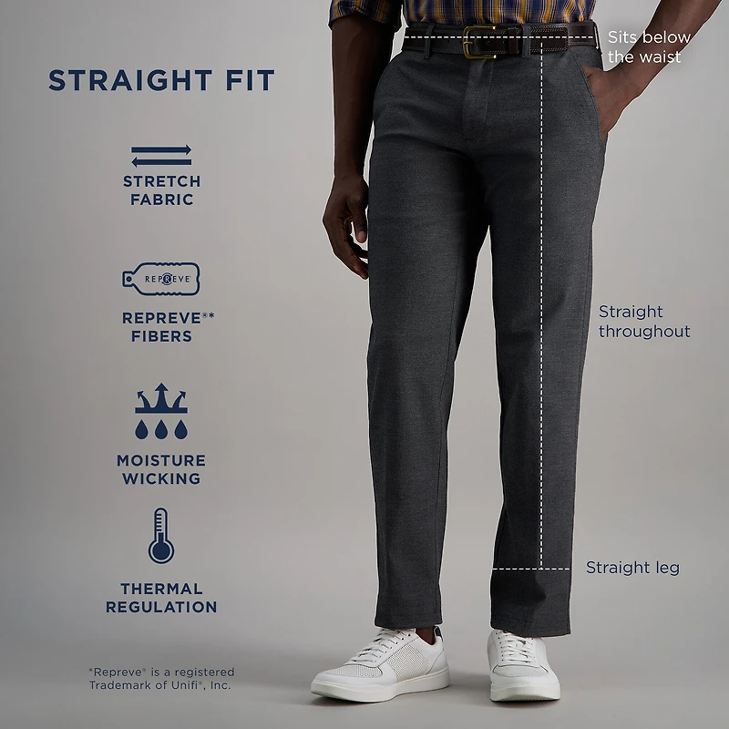 Haggar Life Khaki Comfort Chino Mens Straight Fit Flat Front Pant