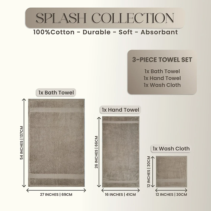 Better Trends Splash Collection 3-pc. Bath Towel Set