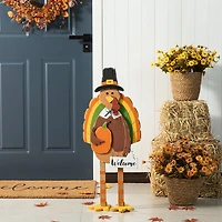 Glitzhome "30.25"" Wooden Turkey" Thanksgiving Porch Sign