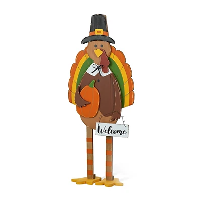 Glitzhome "30.25"" Wooden Turkey" Thanksgiving Porch Sign