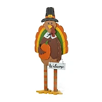 Glitzhome "30.25"" Wooden Turkey" Thanksgiving Porch Sign
