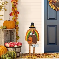 Glitzhome "30.25"" Wooden Turkey" Thanksgiving Porch Sign