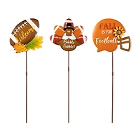 Glitzhome "24"" Metal Football Turkey" Thanksgiving Yard Art
