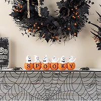 Glitzhome 16"L Halloween Polyresin Spooky Ghost Pumpkin Halloween Tabletop Decor