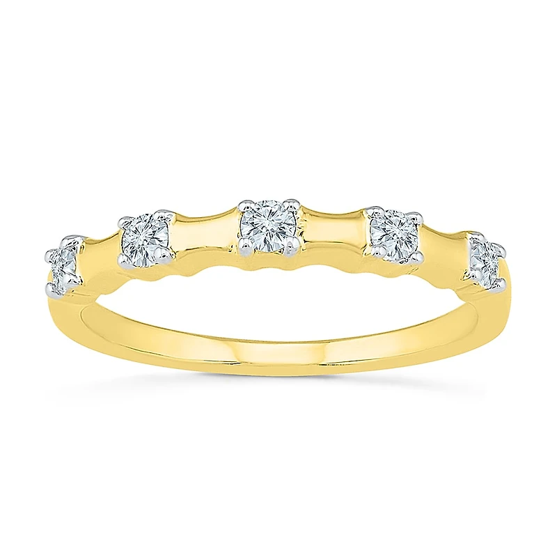 Womens 2MM 1/ CT. T.W. Natural White Diamond 10K Gold Band