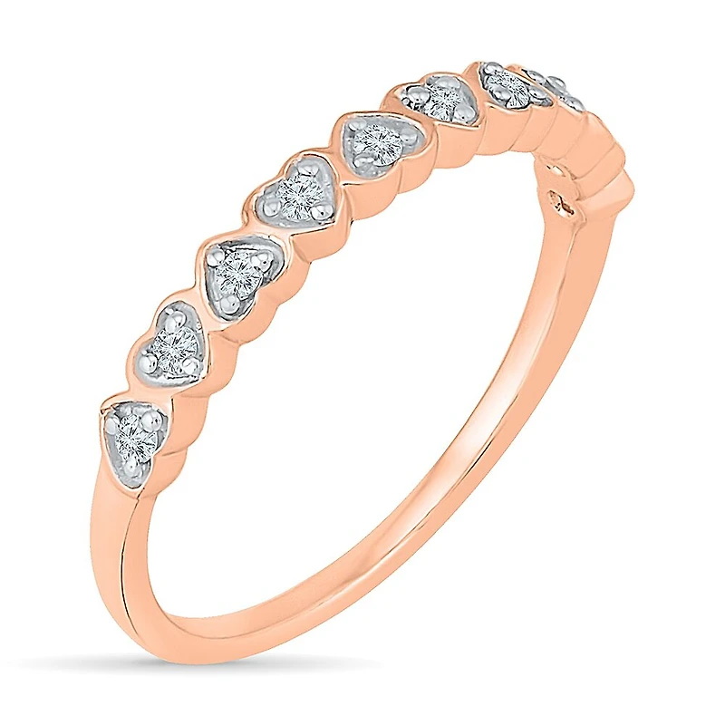 Womens 2MM 1/ CT. T.W. Natural White Diamond 10K Gold Heart Band