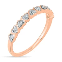 Womens 2MM 1/ CT. T.W. Natural White Diamond 10K Gold Heart Band