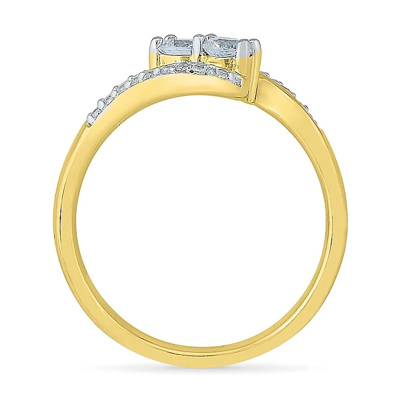 Womens 2MM / CT. T.W. Natural White Diamond 10K Gold Bypass Band
