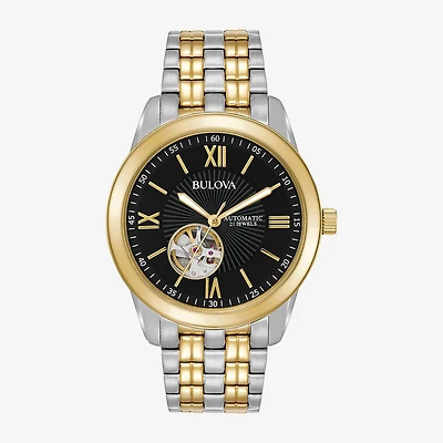 Bulova Automatic Mens Automatic Two Tone Stainless Steel Bracelet Watch 98a168