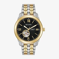 Bulova Automatic Mens Automatic Two Tone Stainless Steel Bracelet Watch 98a168