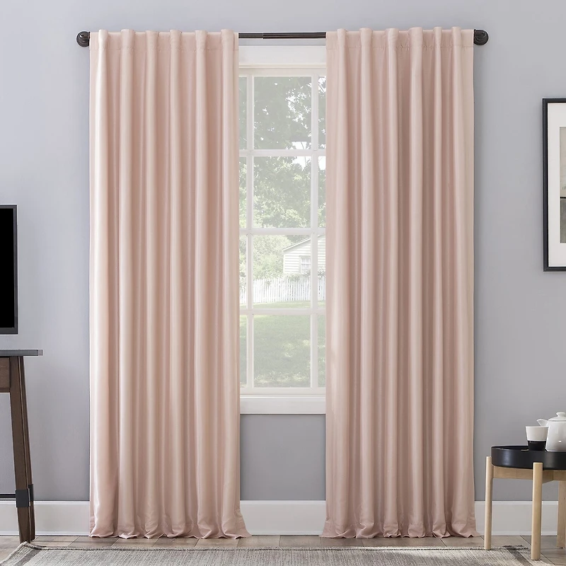 Sun Zero Evelina Faux Dupioni Silk Thermal Extreme Back Tab Energy Saving 100% Blackout Single Curtain Panel