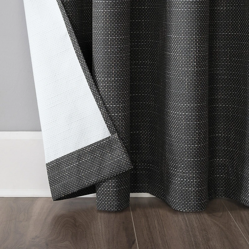 Sun Zero Kline Burlap Weave Thermal Extreme Grommet Top Energy Saving 100% Blackout Single Curtain Panel