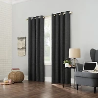 Sun Zero Kline Burlap Weave Thermal Extreme Grommet Top Energy Saving 100% Blackout Single Curtain Panel